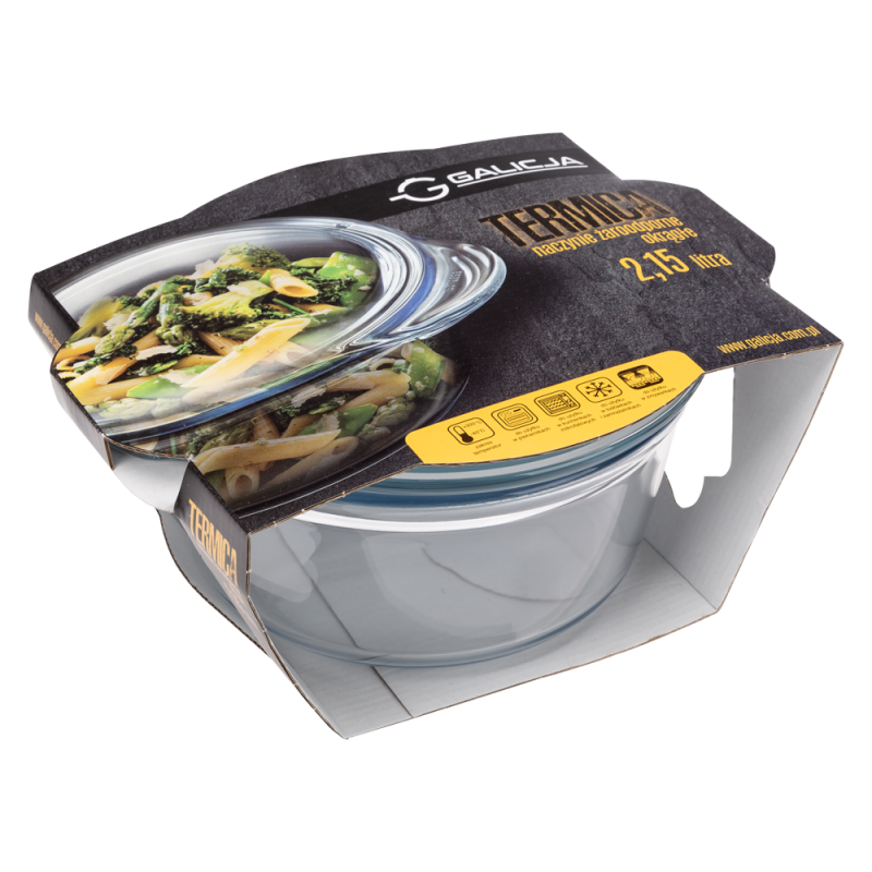 Naczynie żaroodporne okrągłe z pokrywą TERMICA 2,15l 03388 !