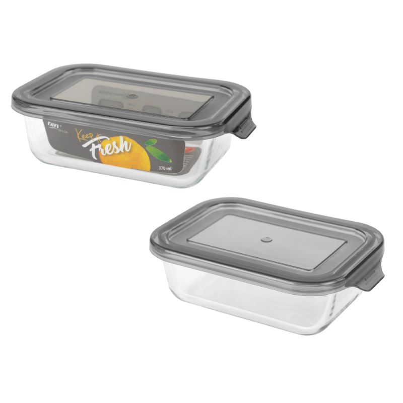 KEEP IT FRESH Pojemnik ze szkła żaroodpornego 370ml (prostokątny) 51475 wz. GREY