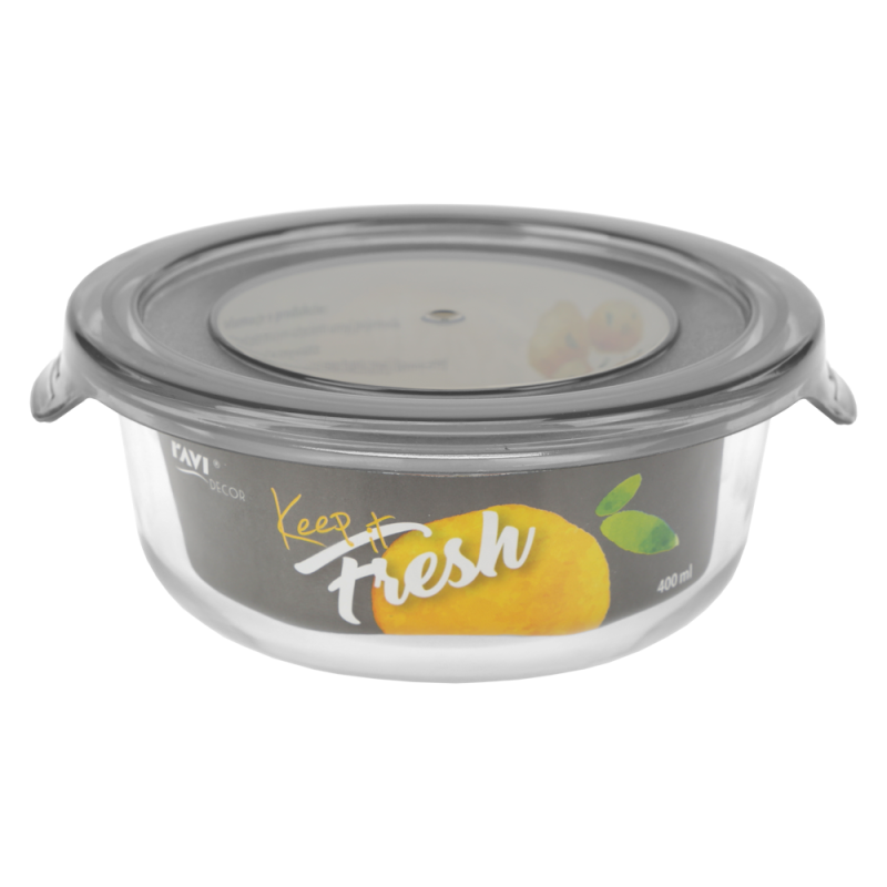 KEEP IT FRESH Pojemnik ze szkła żaroodpornego 400ml (okrągły) 51480 wz. GREY