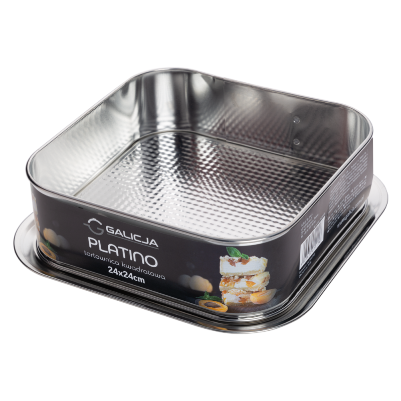 Tortownica fakturowana kwadratowa PLATINO 24x24cm 11116