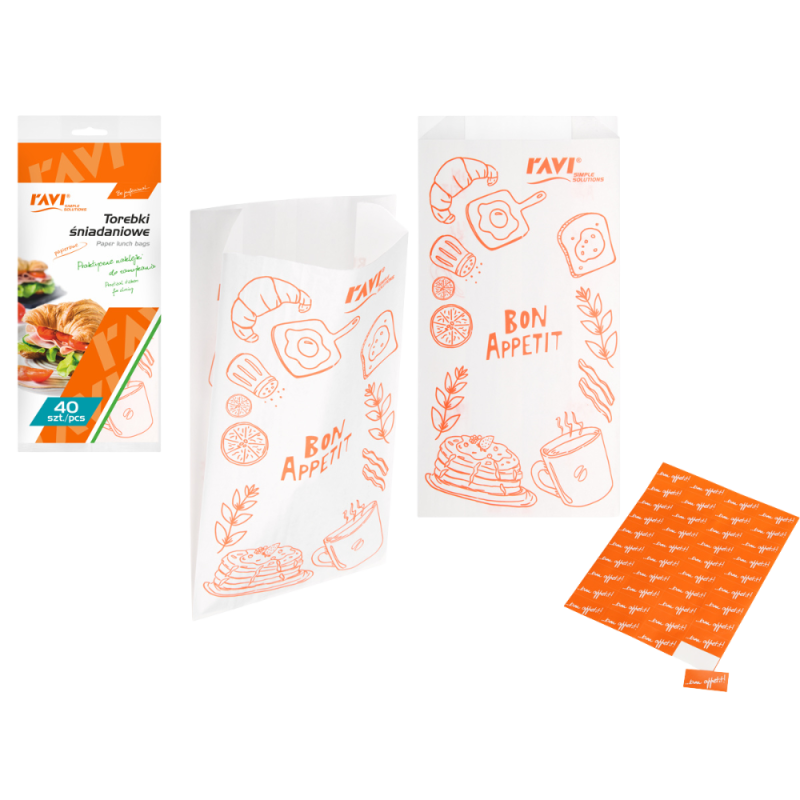 Torebki śniadaniowe 12,5x25cm, 40szt.  00317 !