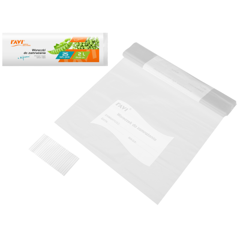 Woreczki do zamrażania z klipsami 2L 20x30cm, 25 szt.  00207