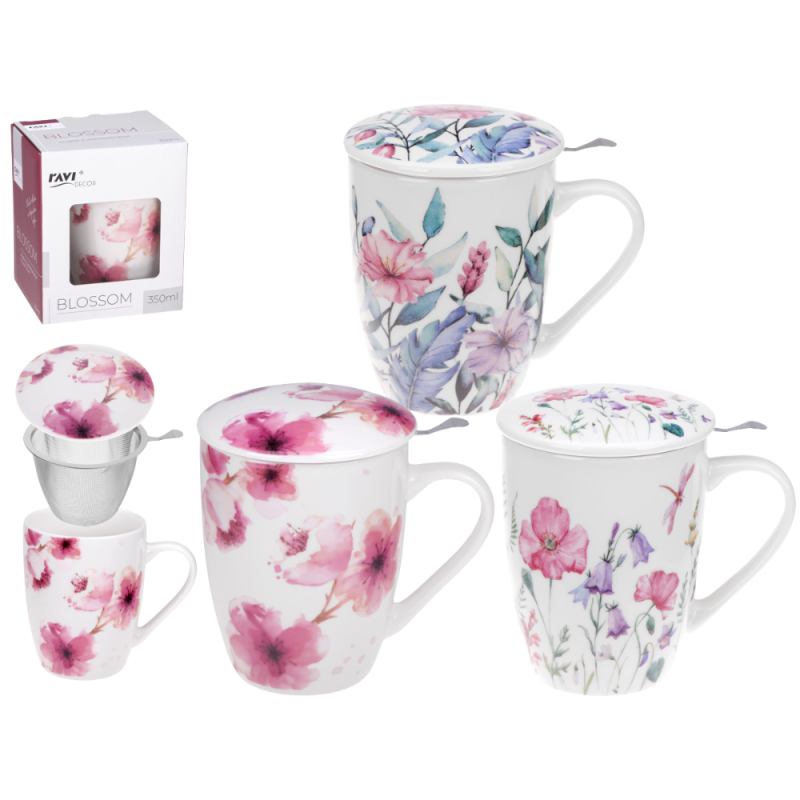 Kubek z zaparzaczem BLOSSOM 350 ml z porcelany New Bone 71417