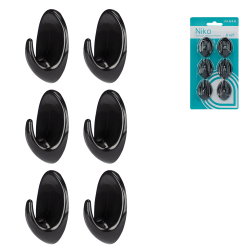 Komplet wieszaków samoprzylepnych plastikowych NIKO 6 sztuk 26257 czarny