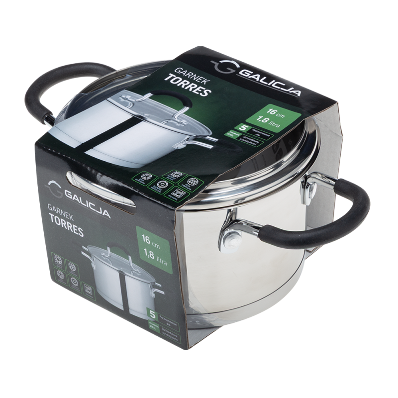 Garnek nierdzewny TORRES 16cm/1,8l 31770