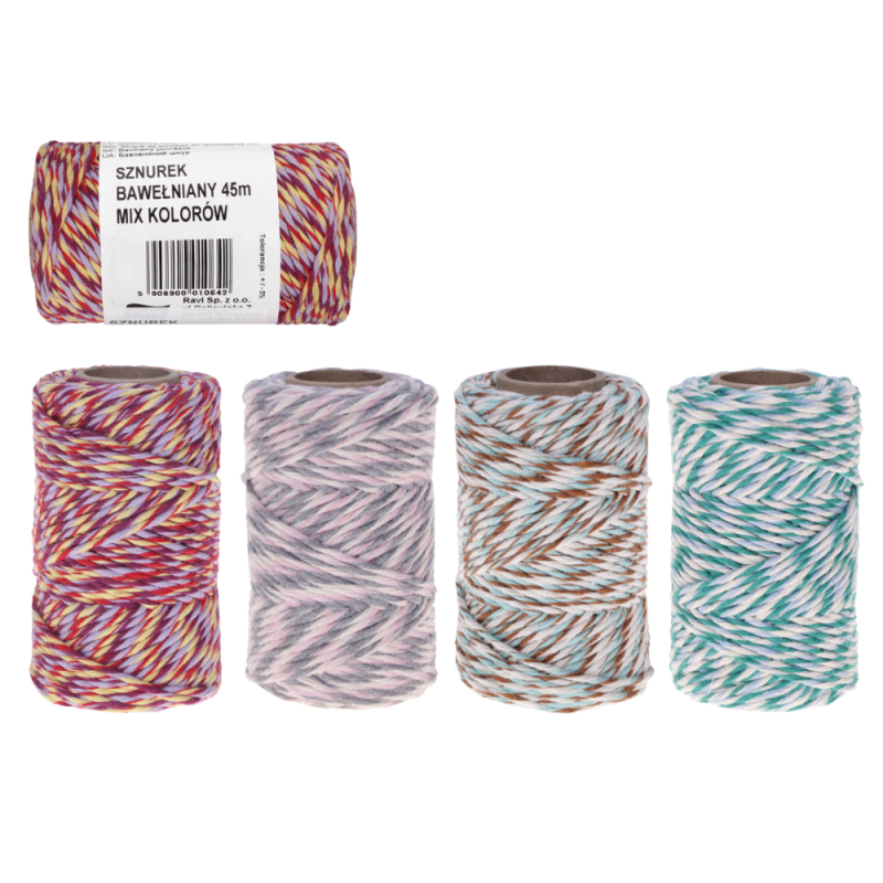 Sznurek bawełniany 45m mix kolorów