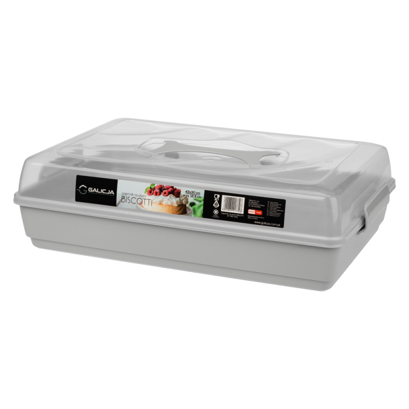 Pojemnik na ciasto BISCOTTI 44x30x13cm 7852 szary 