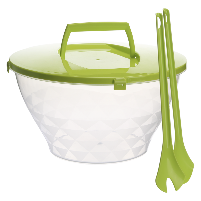 Miska do sałaty KALA 5l z pokrywą i sztućcami 22611 zielony !