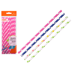 NJB Słomki papierowe DOTS 12szt 20344