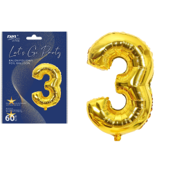 LGP Balon foliowy 60 cm CYFRA 3, 22128 złoty