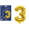 LGP Balon foliowy 60 cm CYFRA 3, 22128 złoty