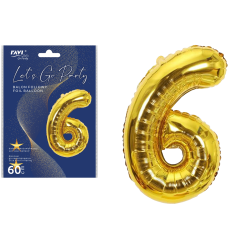 LGP Balon foliowy 60 cm CYFRA 6, 22131 złoty