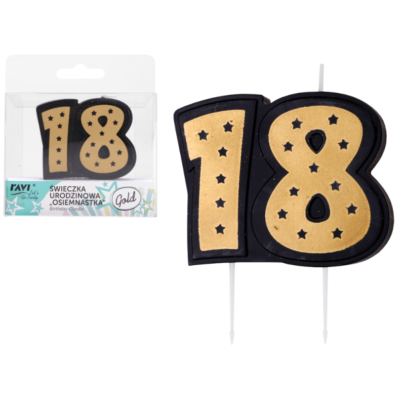 Świeczka urodzinowa OSIEMNASTKA 72047 Gold