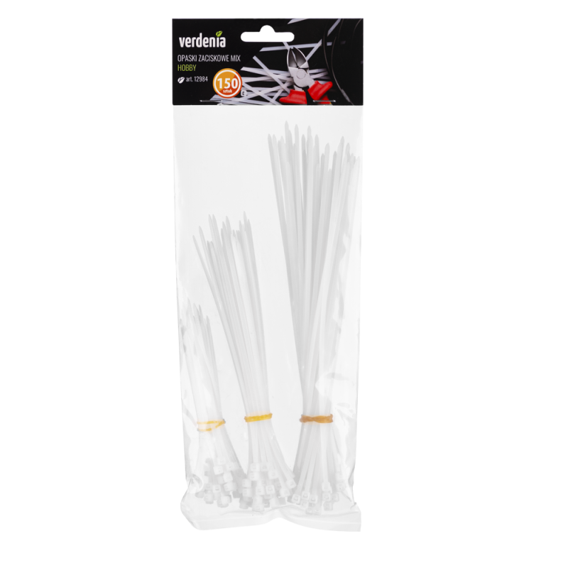 Opaski zaciskowe HOBBY mix 150 sztuk 12984 biały
