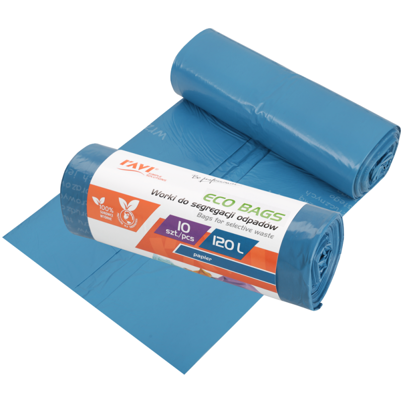 Worki Eco Bags 120L, 10 szt. niebieskie (papier) 00783
