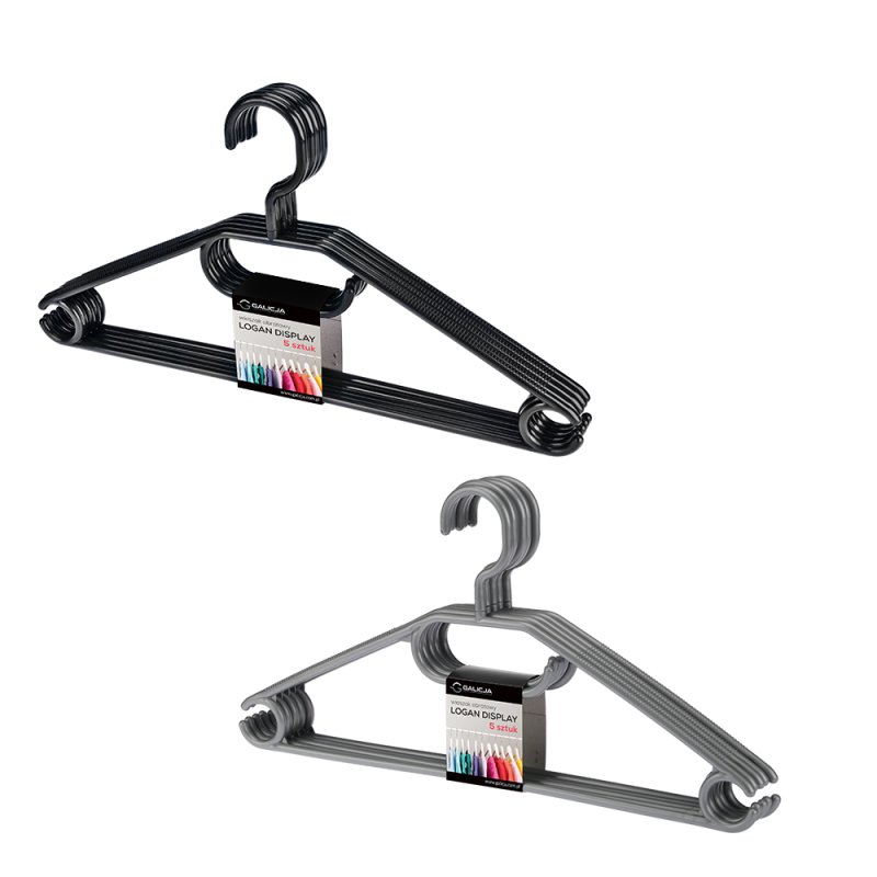 Komplet wieszaków obrotowych LOGAN 5 sztuk 28609 czarny/szary