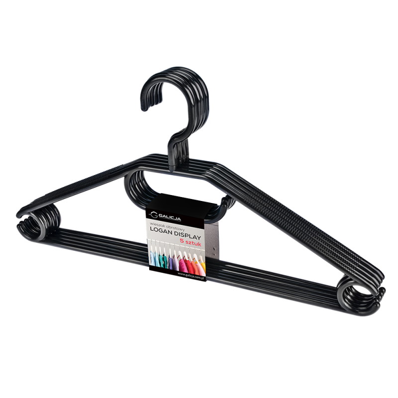 Komplet wieszaków obrotowych LOGAN 5 sztuk 28609 czarny/szary