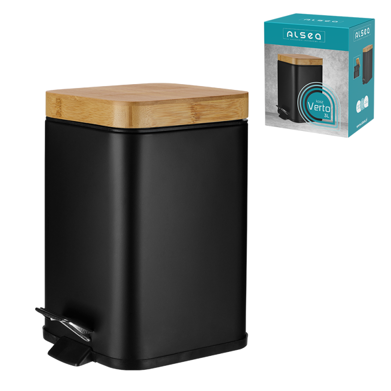 Kosz łazienkowy na śmieci kwadratowy VERTO 3l 25448 czarny