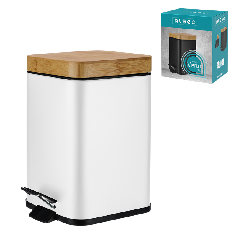 Kosz łazienkowy na śmieci kwadratowy VERTO 3l 25448 biały