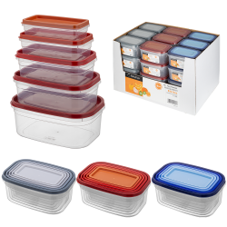 Komplet pojemników prostokątnych KLIC BOX 5 sztuk (0,4/0,7/1,1/1,6/2,4l) 28916 (display 36 kompletów)