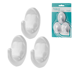 Komplet wieszaków samoprzylepnych plastikowych NIKO 3 sztuki 26258 biały