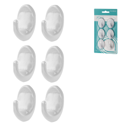 Komplet wieszaków samoprzylepnych plastikowych NIKO 6 sztuk 26257 biały