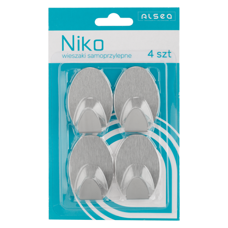 Komplet wieszaków samoprzylepnych owalnych NIKO 4 sztuki 6468