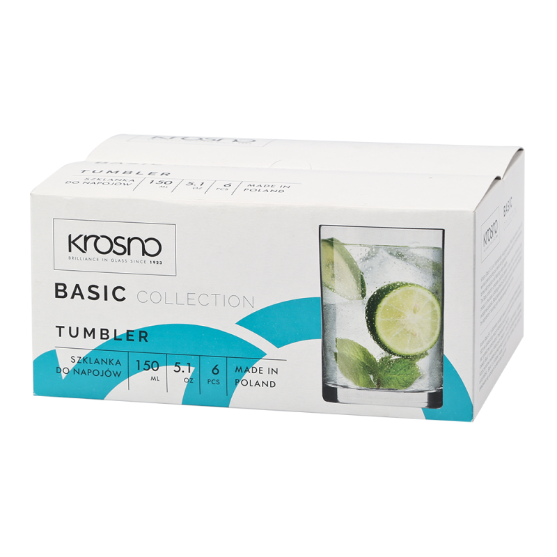 Komplet szklanek BASIC GŁADKA 150ml 6 sztuk