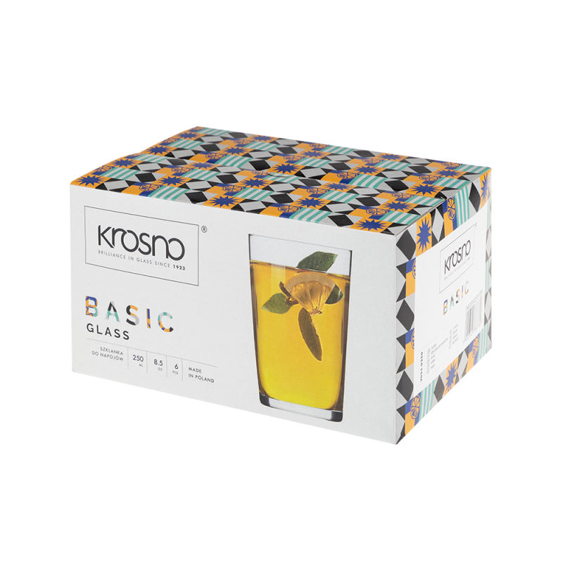 Komplet szklanek BASIC SKOŚNA 280ml 6 sztuk