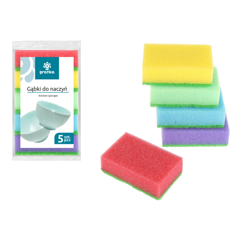 GRATKA Gąbki kuchenne 89x57x30 (fibra 6 mm) 5 szt. 00559