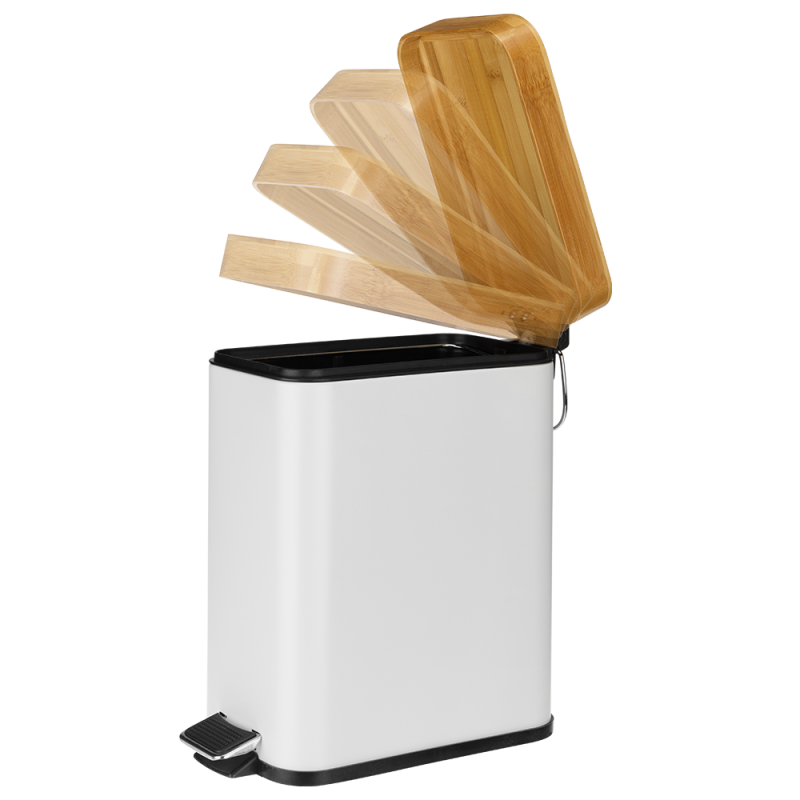 Kosz łazienkowy na śmieci prostokątny BLACK/WHITE 5l 24374  biały