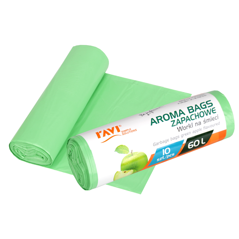 Aroma Bags Worki na śmieci Zielone jabłuszko, 60L  10szt. 10704