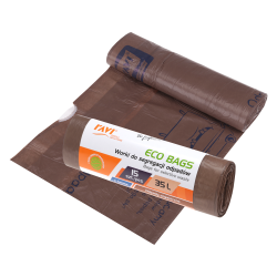 Worki Eco Bags z taśmą 35L, 15 szt. brązowe (odpady organiczne) 00776