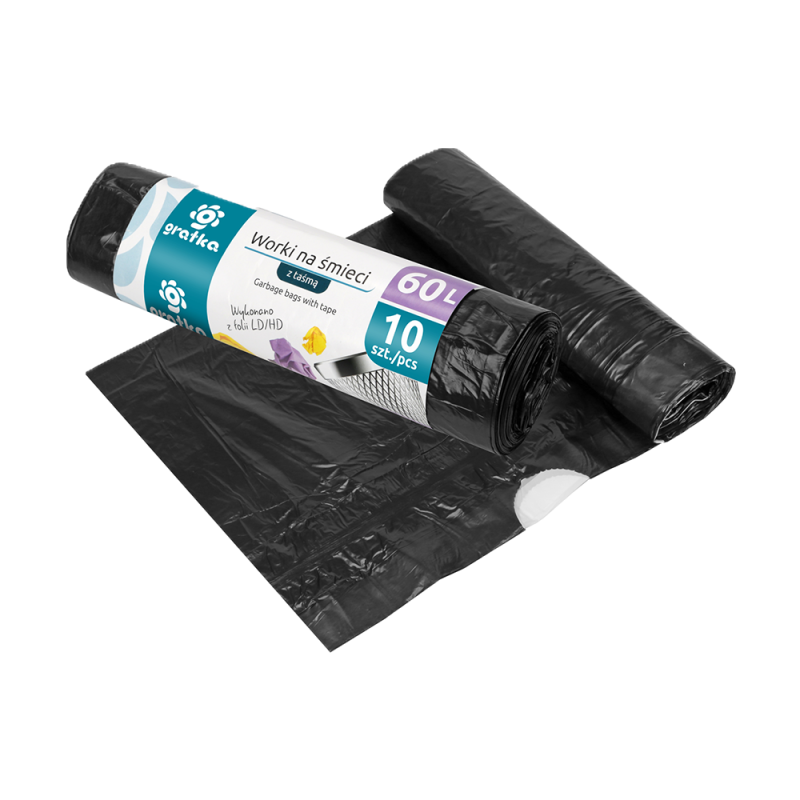 GRATKA Worki na śmieci z taśmą 60 L, 10 szt. 00792