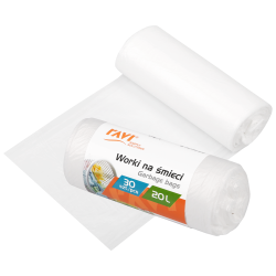 Worki na śmieci 20l 39x47cm/30szt HDPE, białe 10713