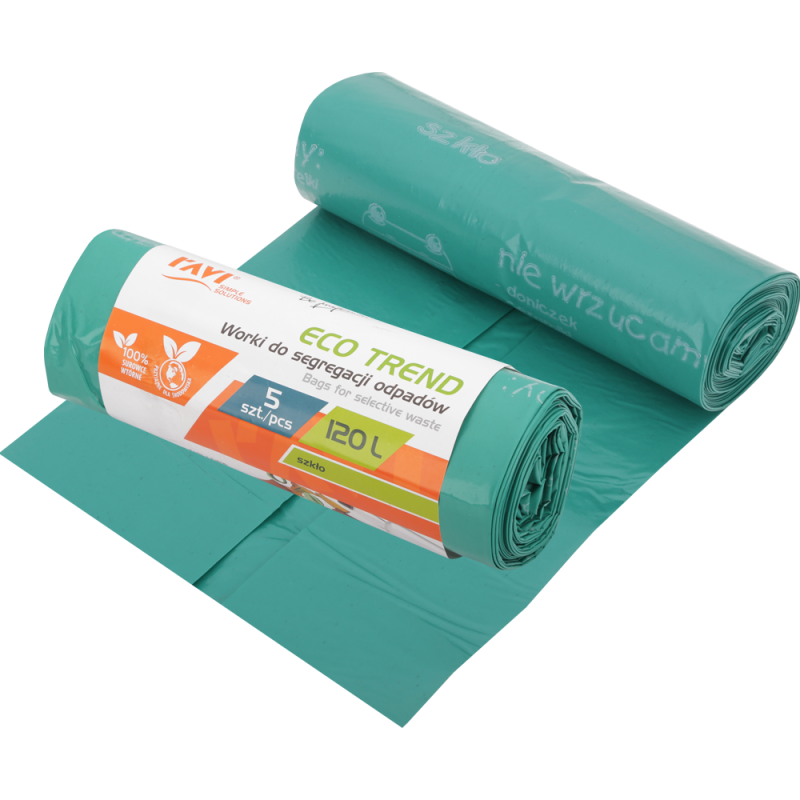 Worki Eco Trend 120L, 5 szt. zielone (szkło) 00743