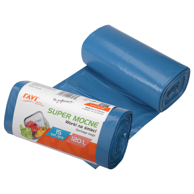 Worki na śmieci 120l 70x110cm/15szt LDPE 00707