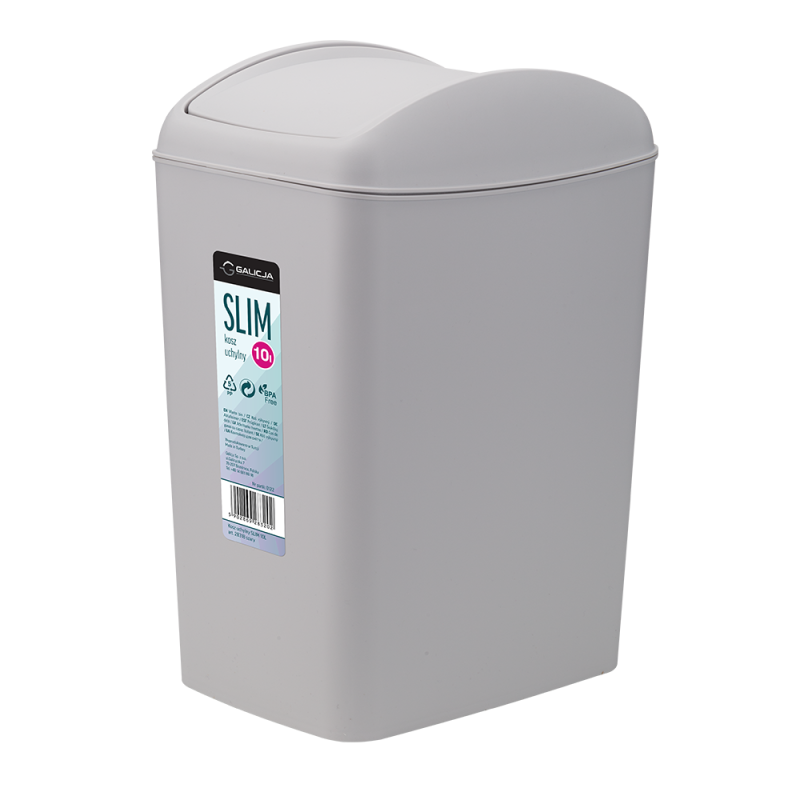 Kosz uchylny SLIM 10l 28318 szary