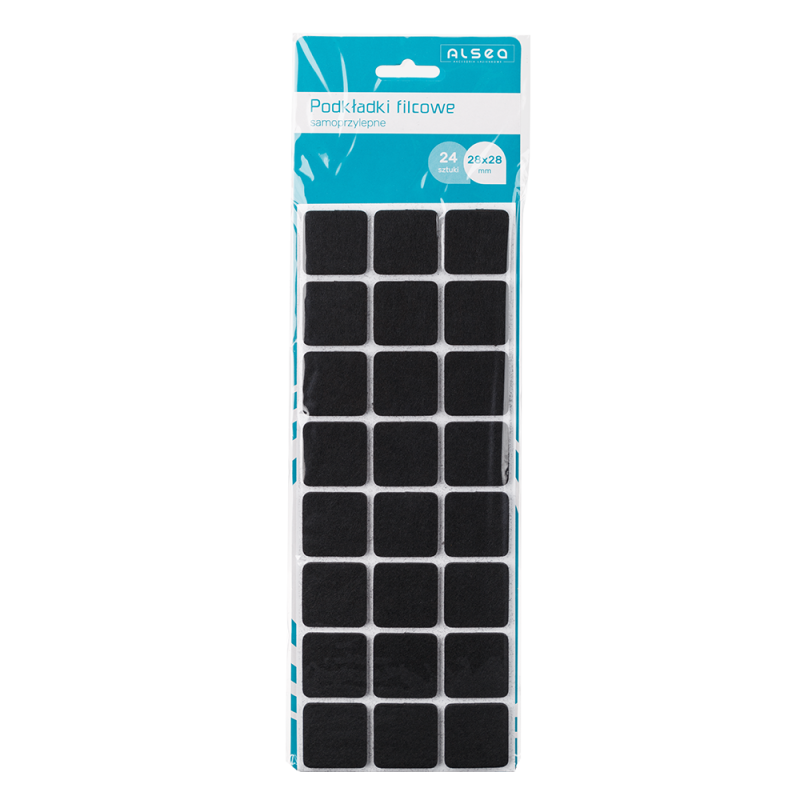 Podkładki filcowe kwadratowe 28x28mm 24 sztuki 29935 czarny