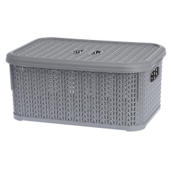 Koszyk prostokątny z pokrywą WILLOW 6l 22799 szary jasny