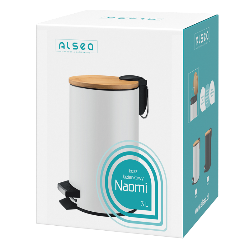 Kosz łazienkowy na śmieci okrągły NAOMI 3l 23933  biały