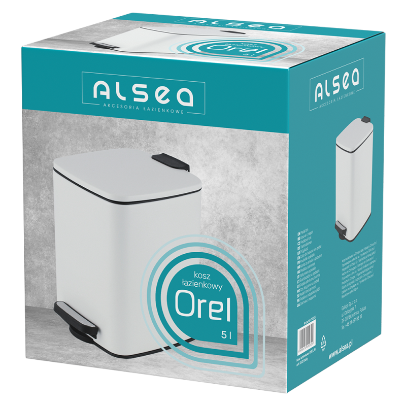 Kosz łazienkowy na śmieci kwadratowy OREL 5l 0325  biały