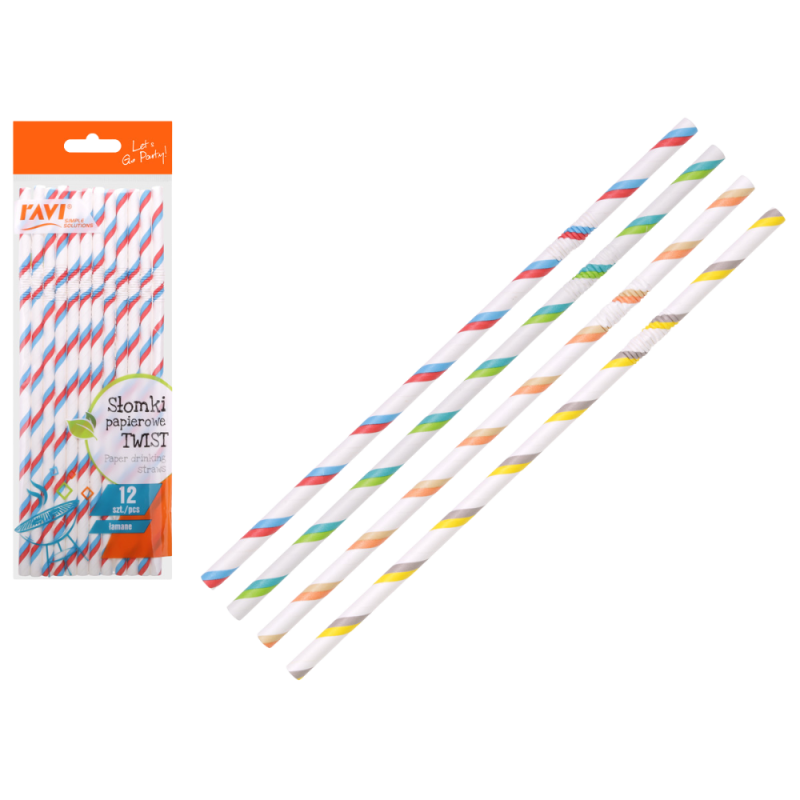 NJB Słomki papierowe łamane TWIST 12szt 20343