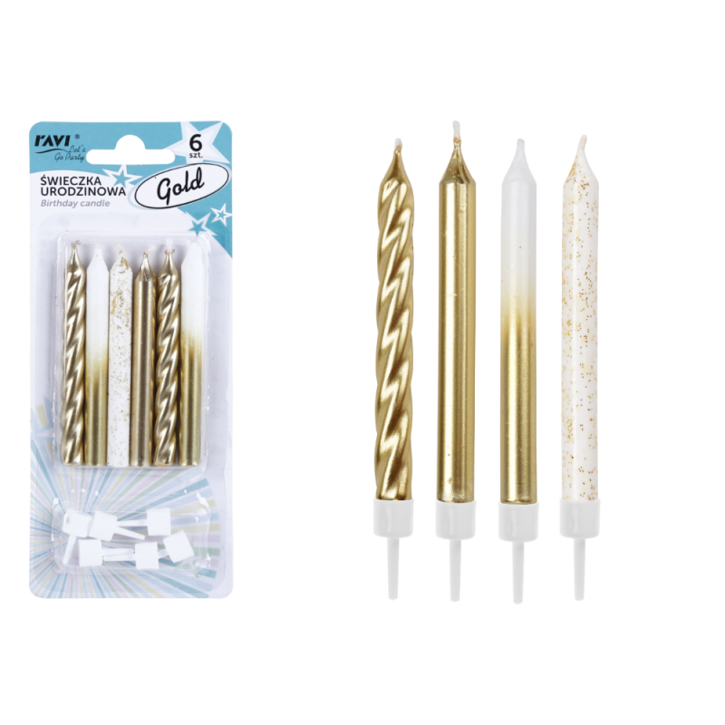 Świeczki urodzinowe GOLD 6 szt. 62073