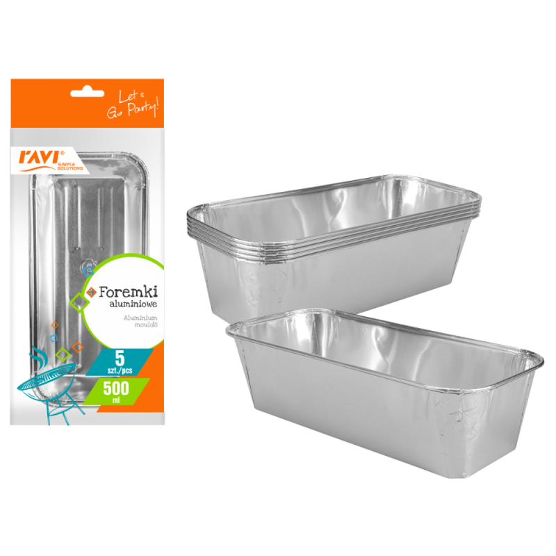 NJ Foremki aluminiowe 500ml, 5szt.  00110