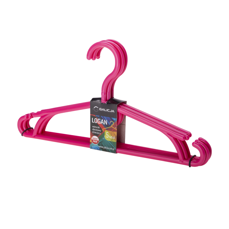 Komplet wieszaków obrotowych dziecięcych LOGAN 5 sztuk 23201 różowy
