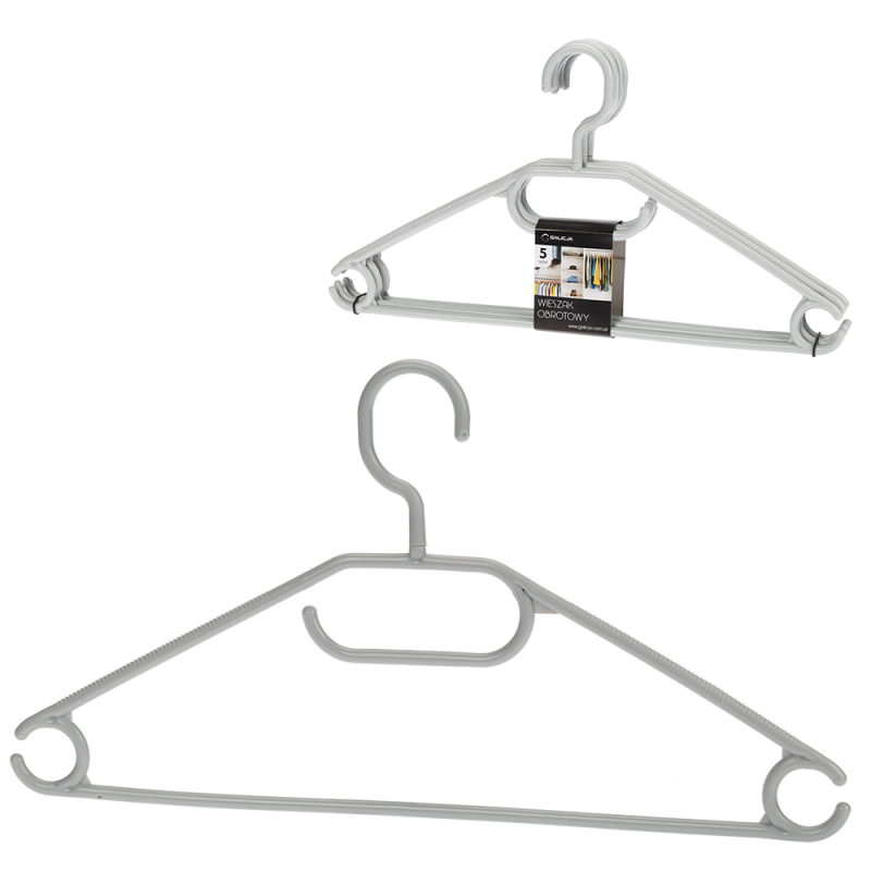 Komplet wieszaków obrotowych LOGAN COLOR 5 sztuk 0606 szary
