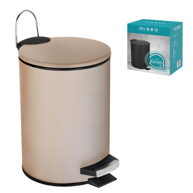 Kosz łazienkowy na śmieci okrągły KEVIN 3l 29054 beżowy