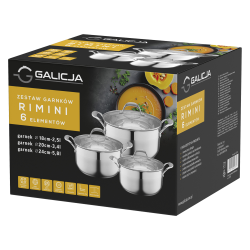 Zestaw garnków RIMINI 6 elementowy 18/20/24cm - 2,5/3,4/5,8l 22747